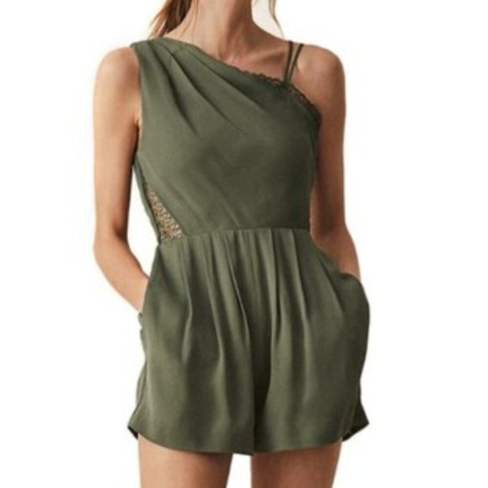 Reiss River Asymmetrical Olive Playsuit
